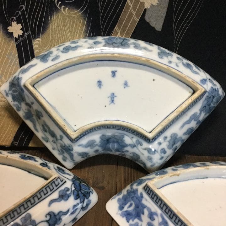 古伊万里　絵皿　金欄色絵　鳳凰桐紋　富貴長春　5客　江戸　大聖寺・九谷焼好きも