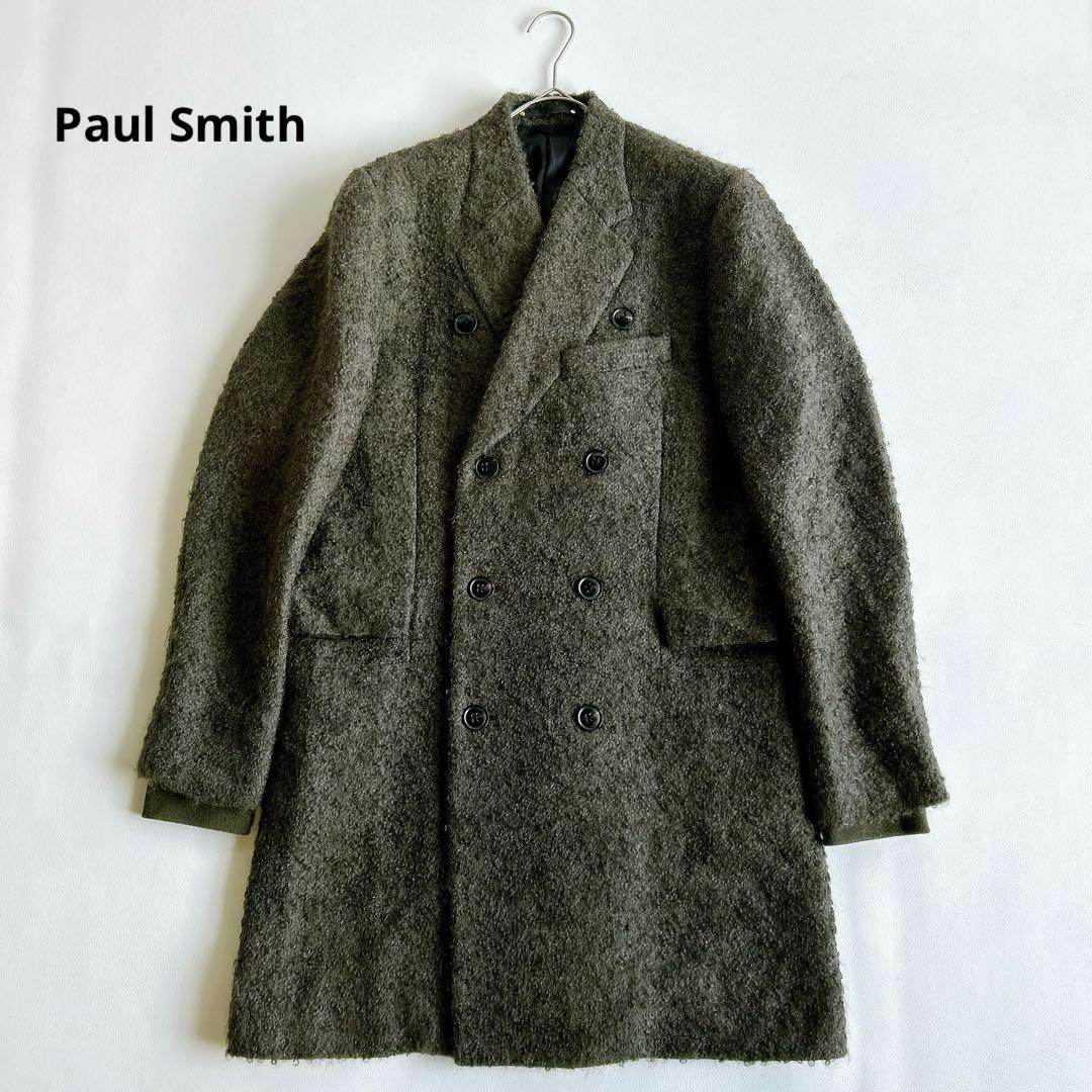 ポールスミス　モヘア　アルパカ混　コート　ダブル　カーキ　メンズ　L