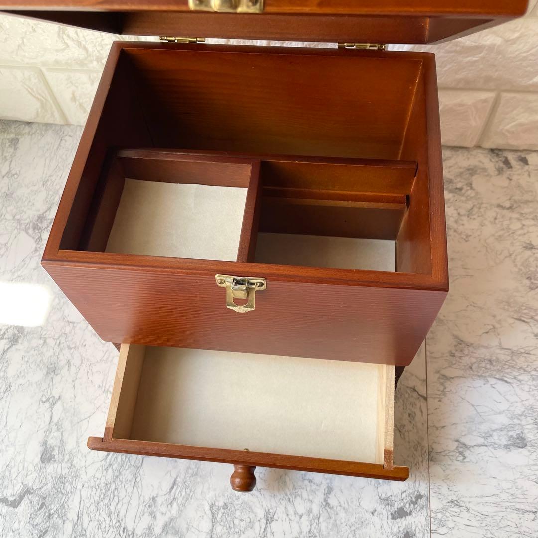 【美品】GWOOD 鏡付き メイクボックス コスメ収納 小物入れ