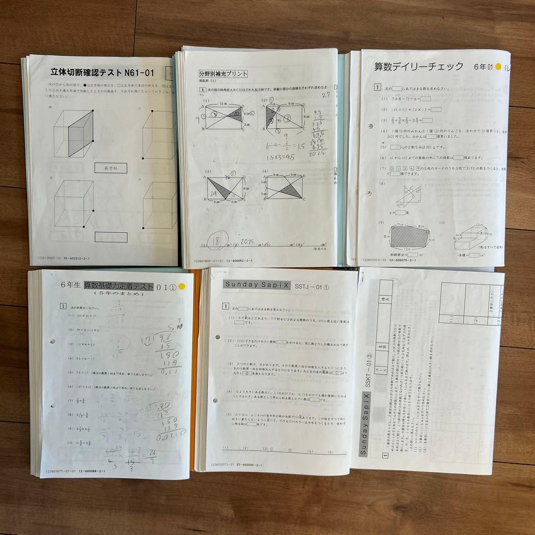 胡珺　①サピックス6年教材4教科フルセット+大量プリント等
