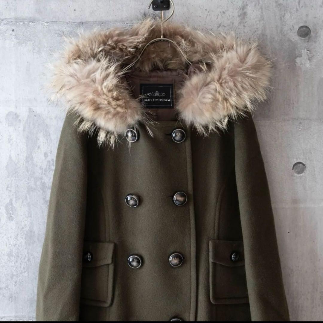 グレースコンチネンタル　カシミヤビーバーコート　ファー　オリーブ