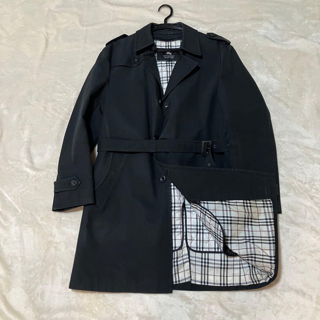 バーバリーブラックレーベル トレンチコート ノバチェック 黒