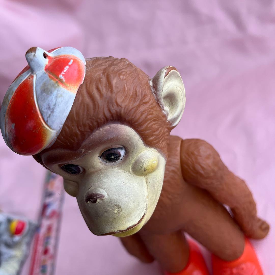 レア　ビンテージ　さる　約60 70年代　ラバーモンキー　ラバー　動物　貯金箱