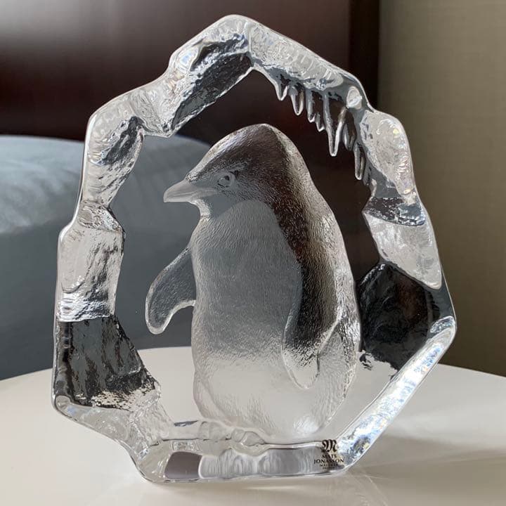 ✯ クリスタル ガラス ペンギン 氷 置物 オブジェ ペーパーウェイト ✯