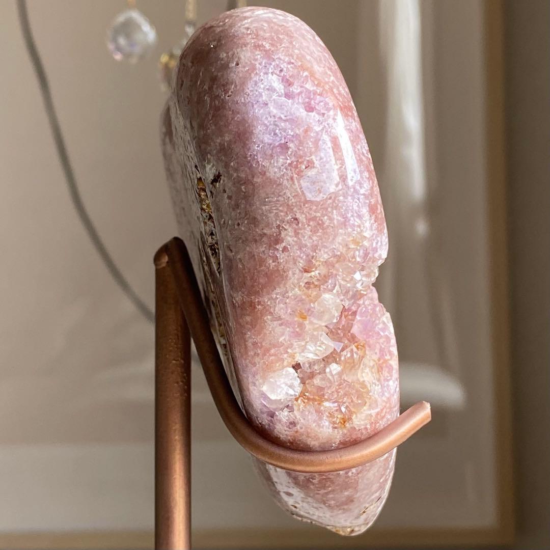 ★破格大特価【 ピンクアメジスト ドゥルージー ハート 原石 台座付き