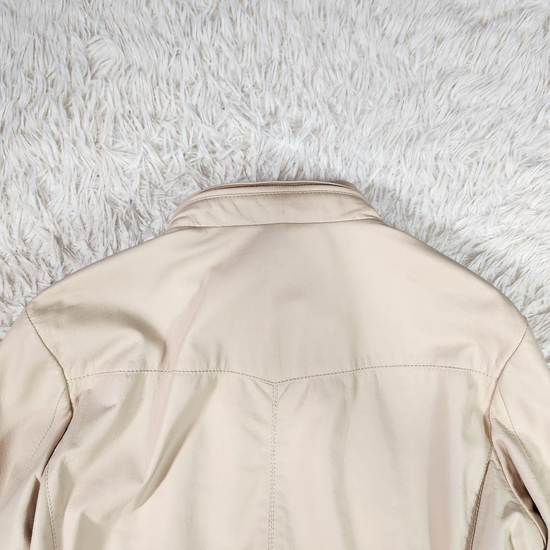 希少 4way エトロ ラムレザージャケット リバーシブル ベージュ・花柄 L