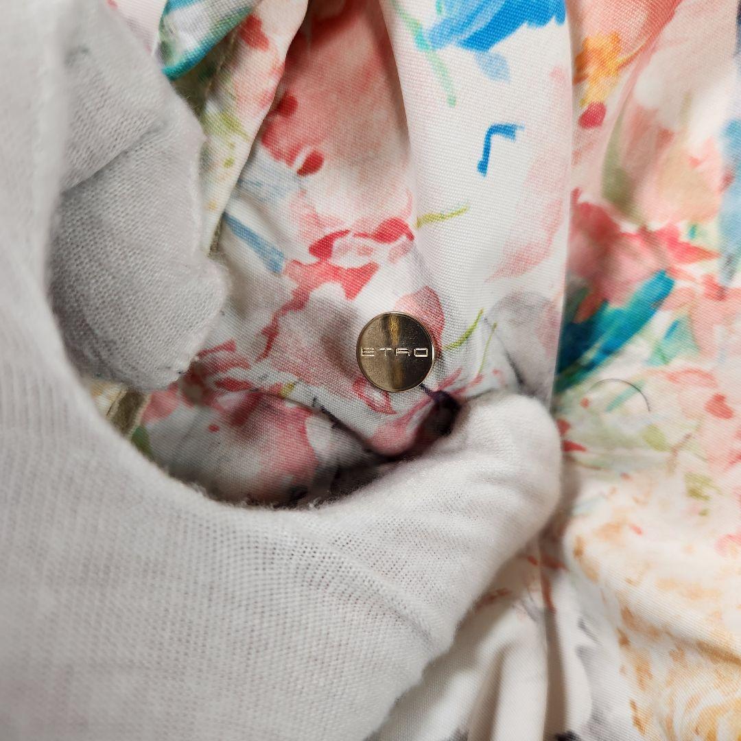 希少 4way エトロ ラムレザージャケット リバーシブル ベージュ・花柄 L