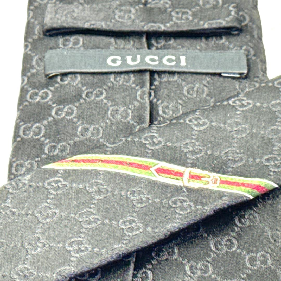 ☆即発 GUCCI ネクタイ GG柄 オールブラック 黒 ジャガード 伊製 美品