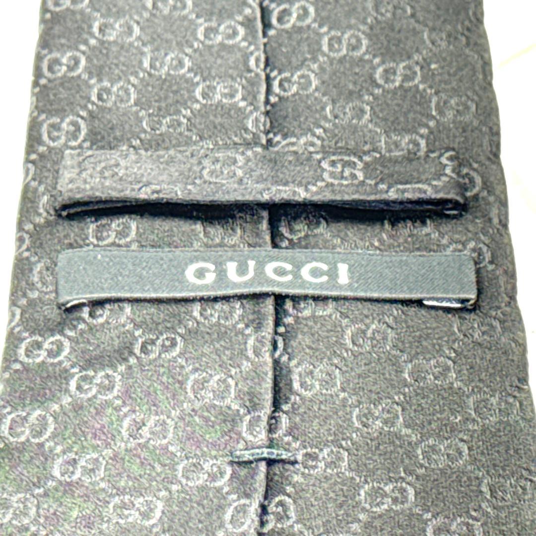☆即発 GUCCI ネクタイ GG柄 オールブラック 黒 ジャガード 伊製 美品