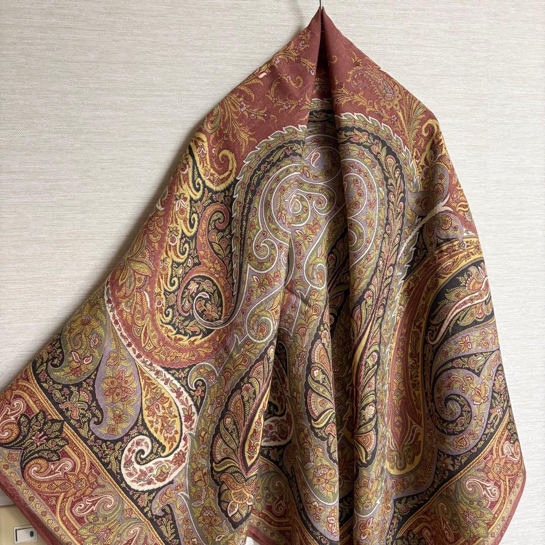 ETRO エトロ 大判 ストール ペイズリー 正方形 シルク ウール