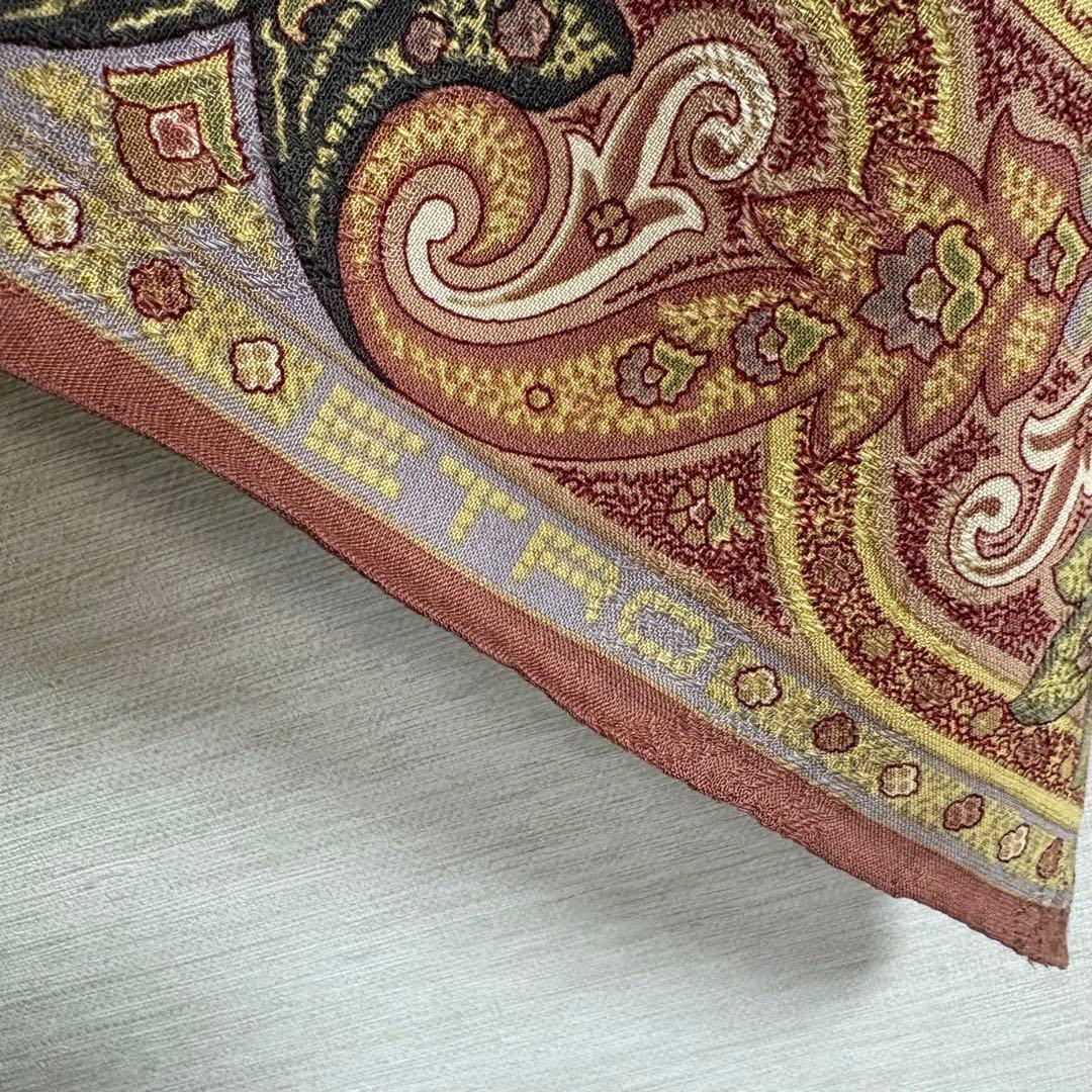 ETRO エトロ 大判 ストール ペイズリー 正方形 シルク ウール