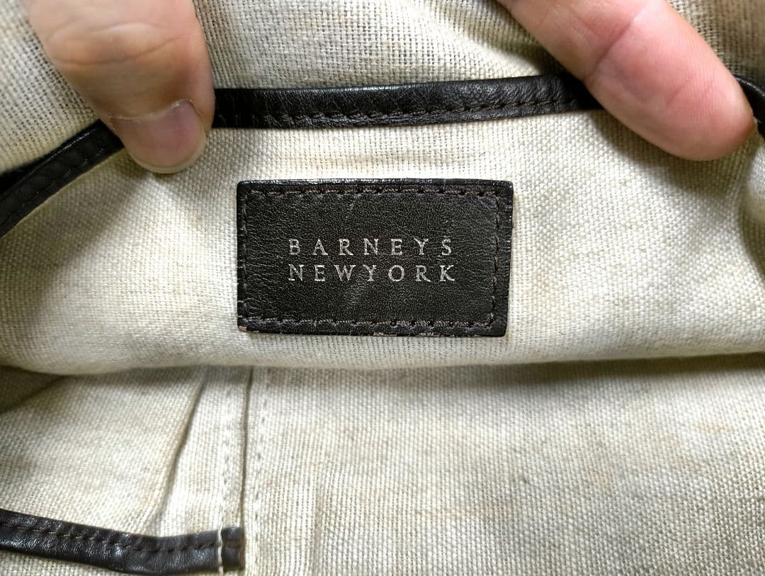 【定価10万】バーニーズニューヨーク高級イントレチャートレザートートバッグ人気茶