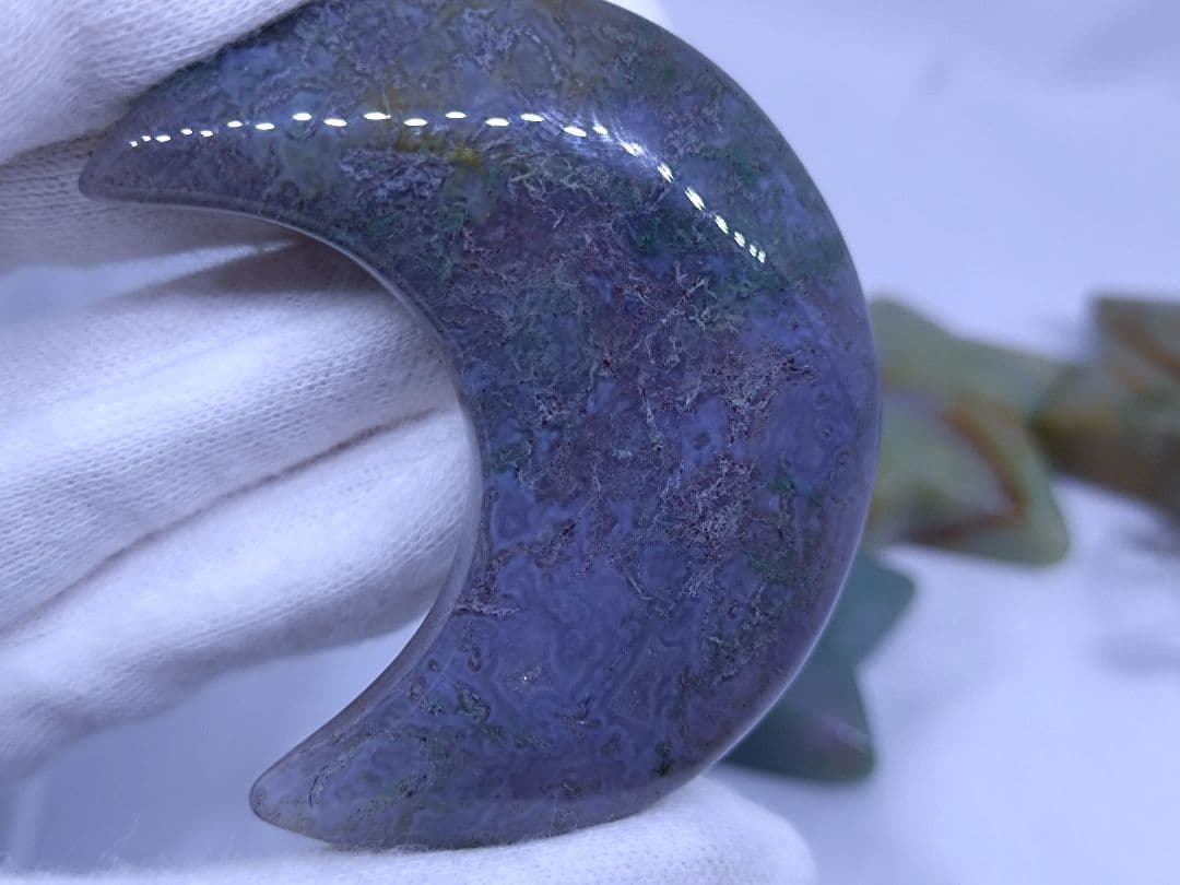 オーシャンジャスパー　星　モスアゲート　三日月　4点セット　癒し　才能　握り石