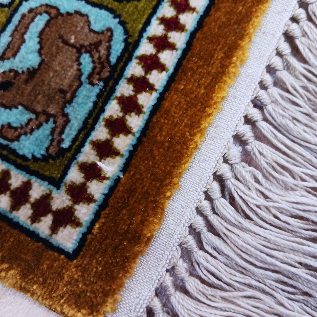 Y3130 ペルシャ絨毯 クム産 パジリク文様 シルク100％ 手織り　ma