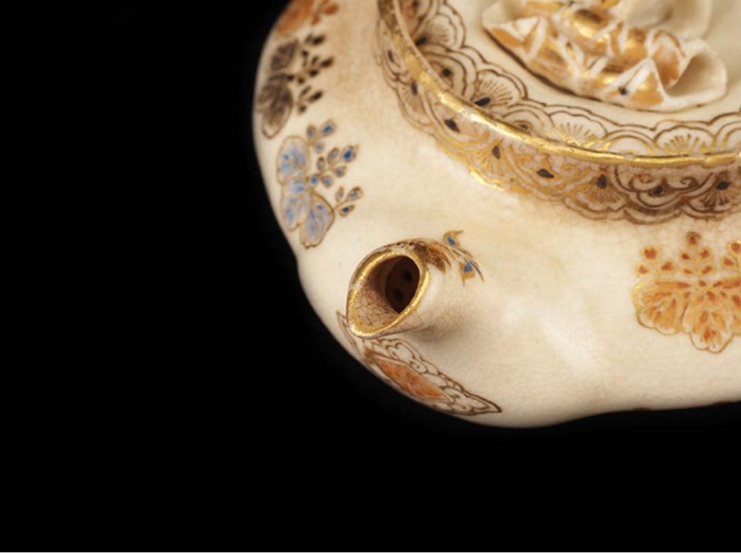 栗田焼　錦光山宗兵衛 錦光山　蓮摘み　急須　煎茶器