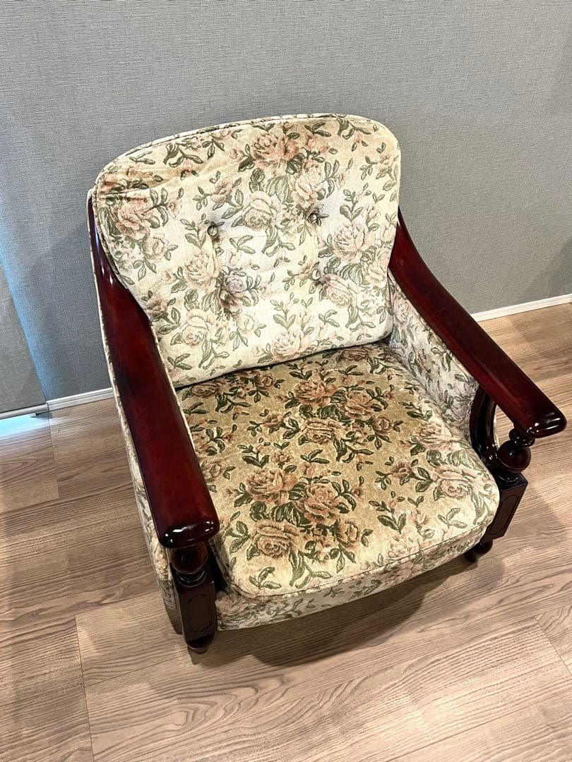 オールドカリモク 1人掛けソファ アームチェア 花柄 クラシック 昭和レトロ