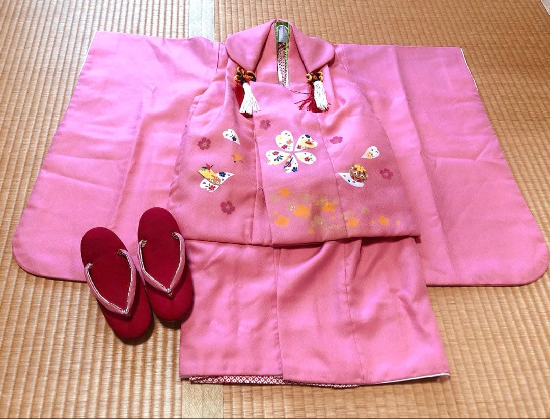 七五三3歳~5歳 無地ピンク 着物