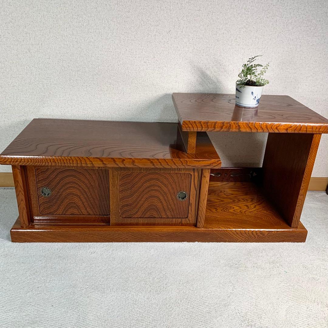 A861⭐︎雰囲気のある欅の杢 違い棚と戸棚付 置き床