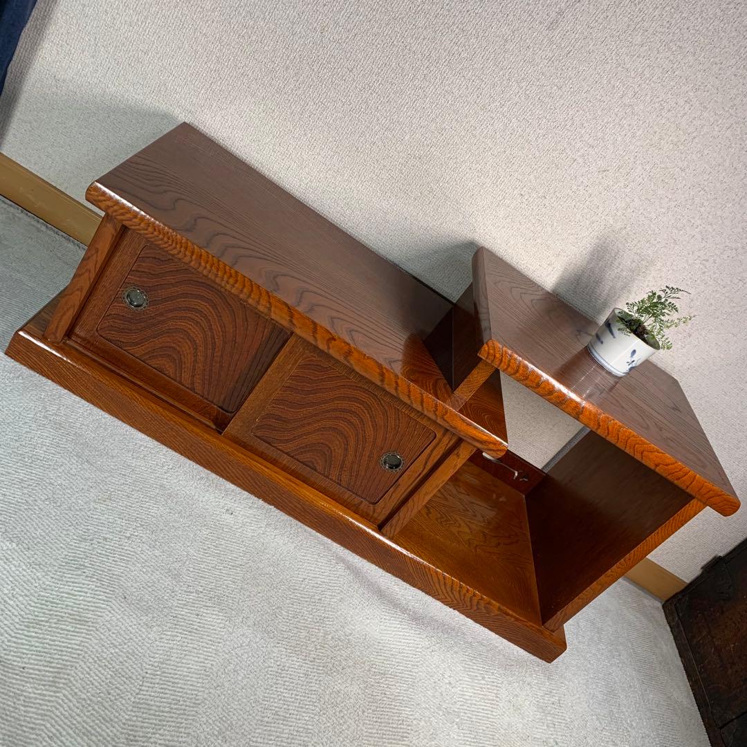 A861⭐︎雰囲気のある欅の杢 違い棚と戸棚付 置き床