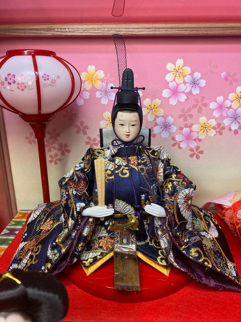 東京久月　雛人形五人飾りアクリルケース入り・間口約５２×奥行約３２×高さ約３５㎝