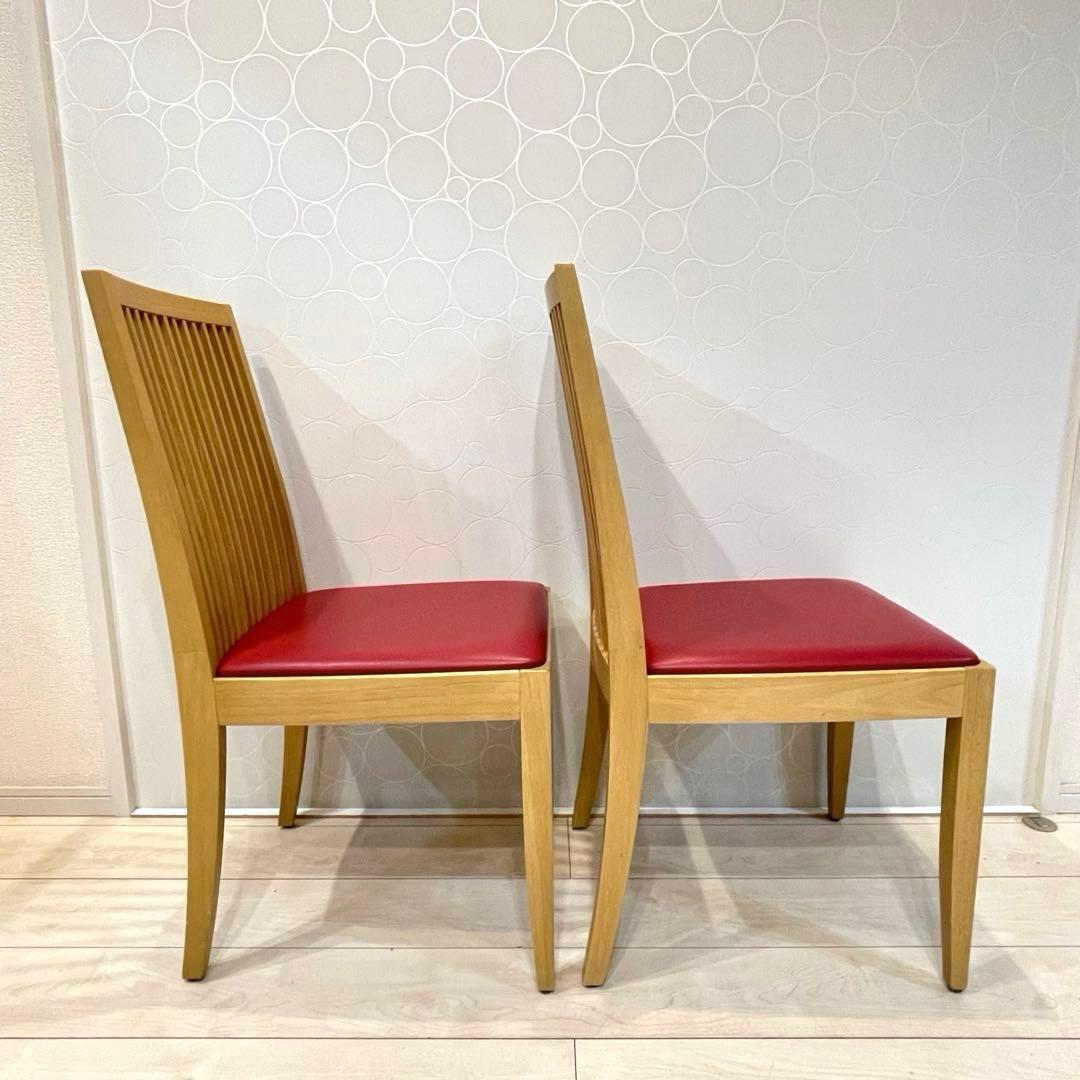 【美品】CRES クレス ダイニングチェア 2脚セット 木製 カフェ 店舗 赤