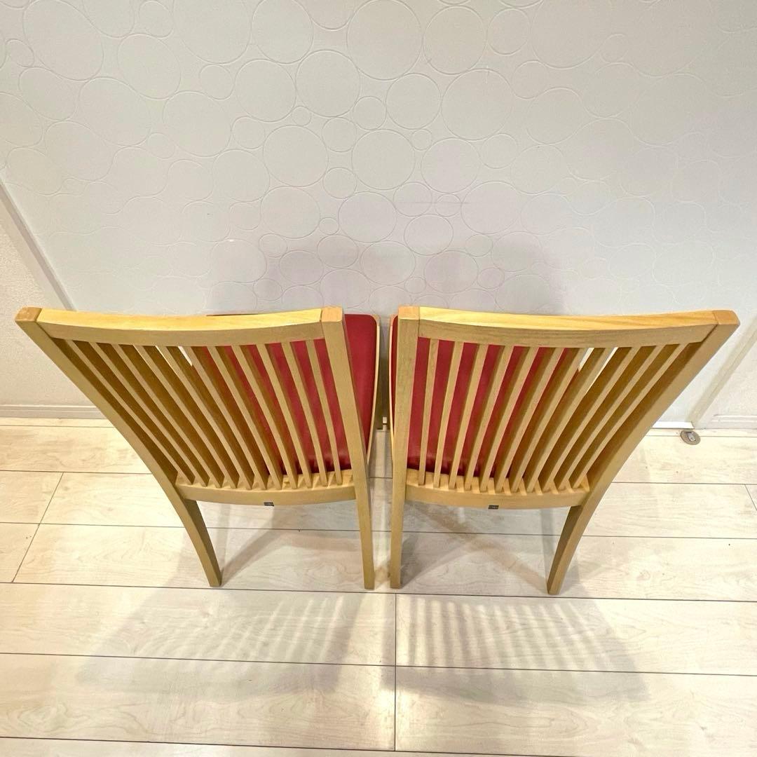 【美品】CRES クレス ダイニングチェア 2脚セット 木製 カフェ 店舗 赤