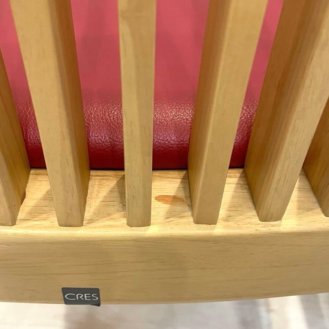 【美品】CRES クレス ダイニングチェア 2脚セット 木製 カフェ 店舗 赤
