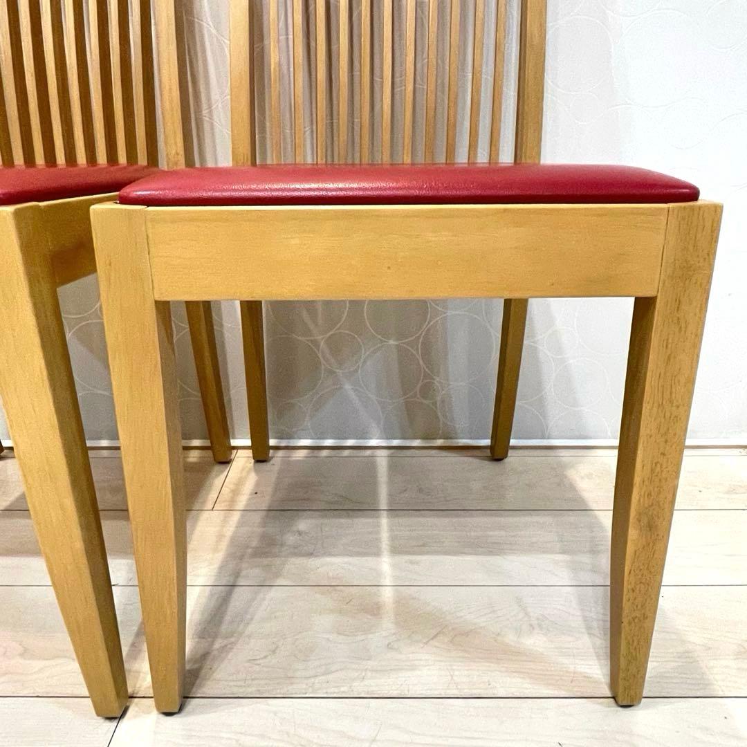 【美品】CRES クレス ダイニングチェア 2脚セット 木製 カフェ 店舗 赤