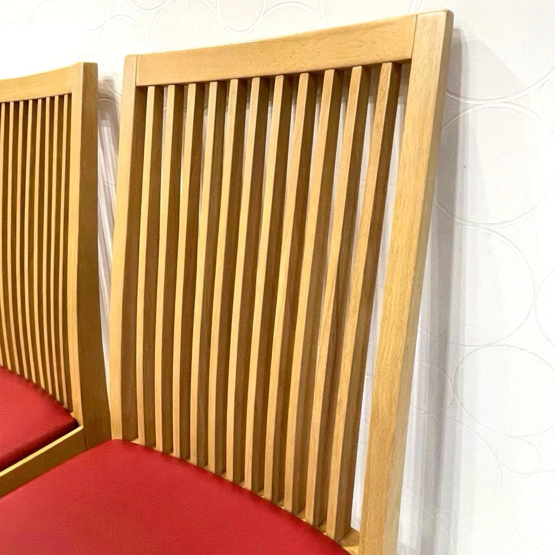 【美品】CRES クレス ダイニングチェア 2脚セット 木製 カフェ 店舗 赤