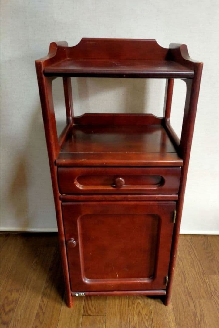 カリモク　電話台 ダークブラウン 引き出し付き