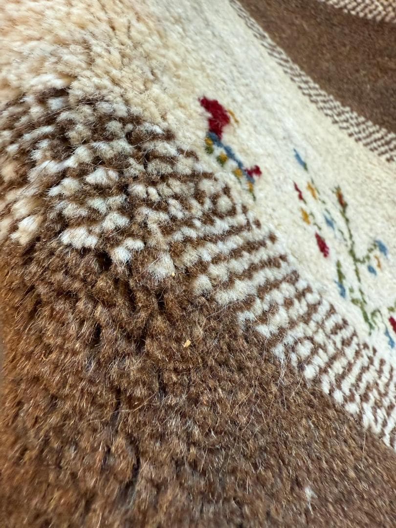 ギャッベ 93x64cm ペルシャ絨毯 手織り ギャベ 玄関マットラグ 絨毯