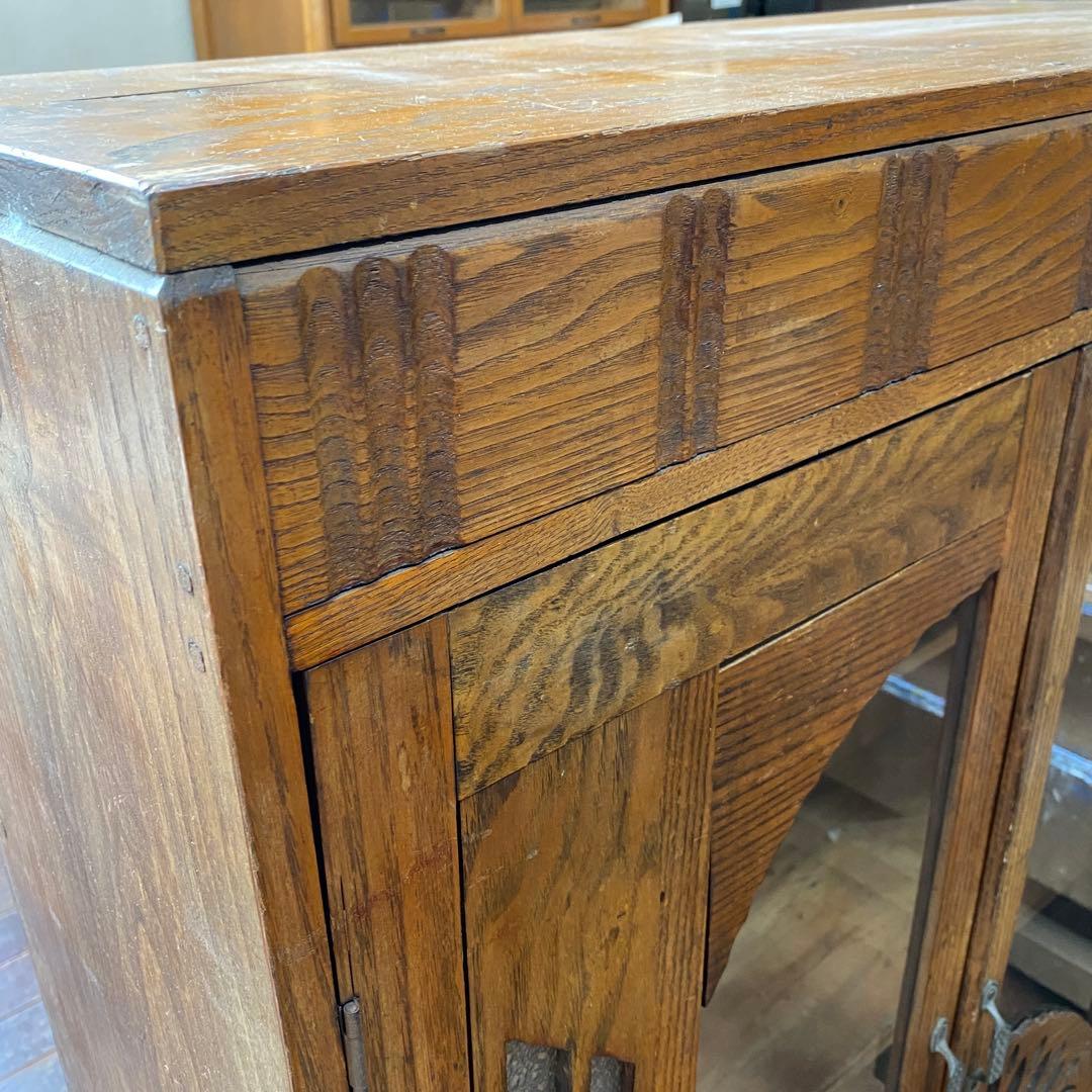 【引取で8600円引き】昭和レトロ 木製キャビネット ガラス扉付き 引き出し付き