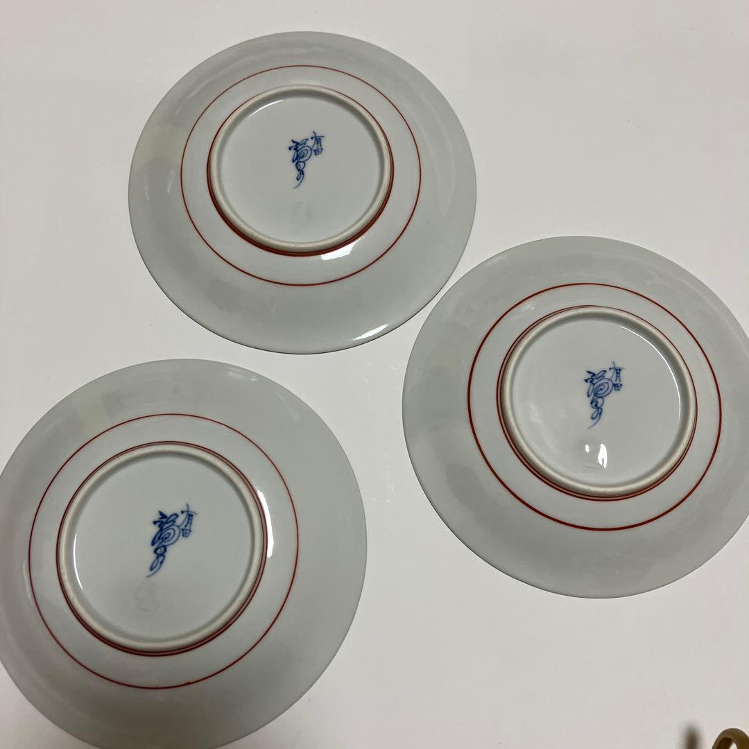 有田焼 福泉窯 手書き 赤絵 未使用 3客 スープカップ ソーサー