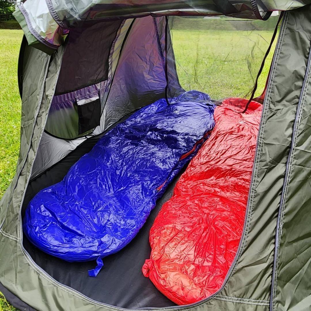 ★SALE★　高級ダウン使用　マミー型　寝袋 ダウンシュラフ　400g　レッド