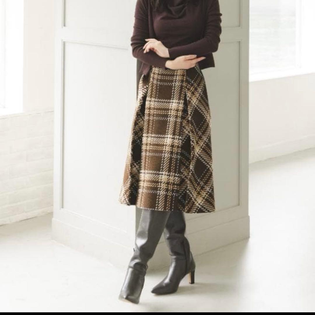 【新品未着用】snidel 2025AW新作 ロービングチェックミドルスカート