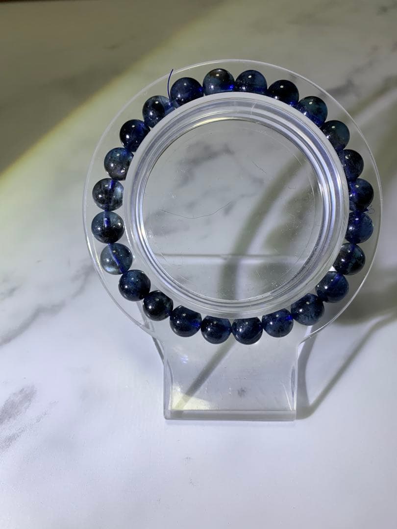 モスアクアマリン 天然石ビーズブレスレット　高品質7ミリ後半　内径16