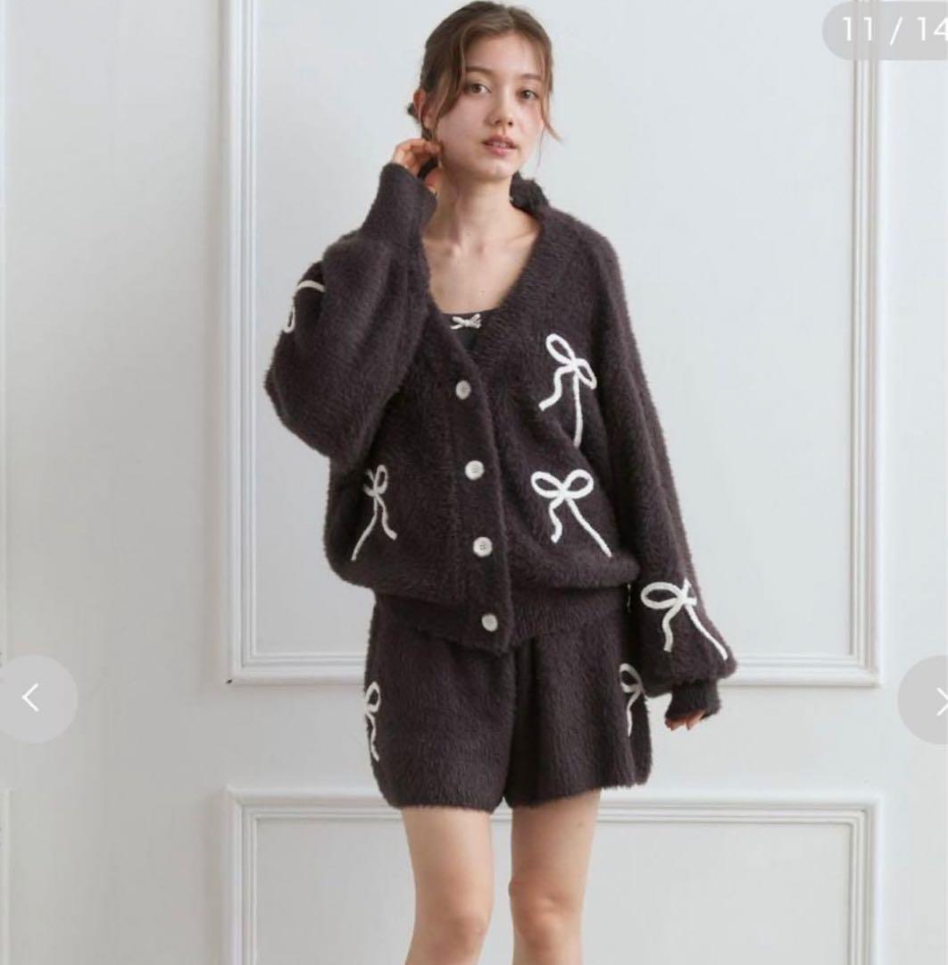 ジェラートピケ　リボンフェザーカーディガン&ショートパンツ　ハロウィン　リボン