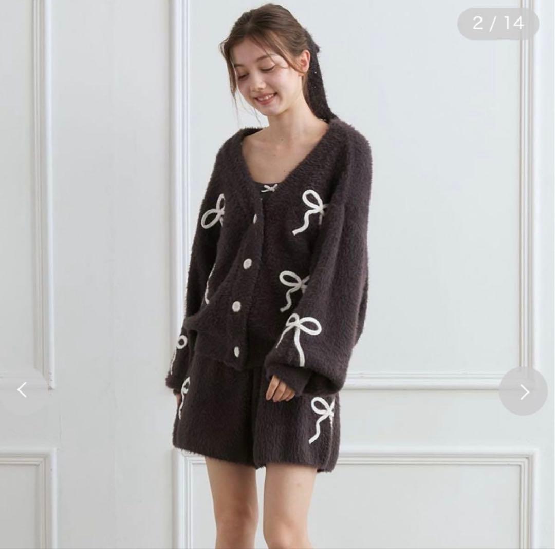 ジェラートピケ　リボンフェザーカーディガン&ショートパンツ　ハロウィン　リボン