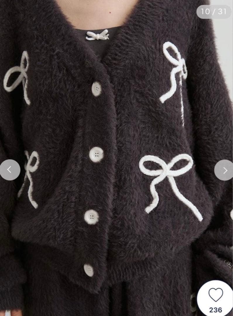 ジェラートピケ　リボンフェザーカーディガン&ショートパンツ　ハロウィン　リボン