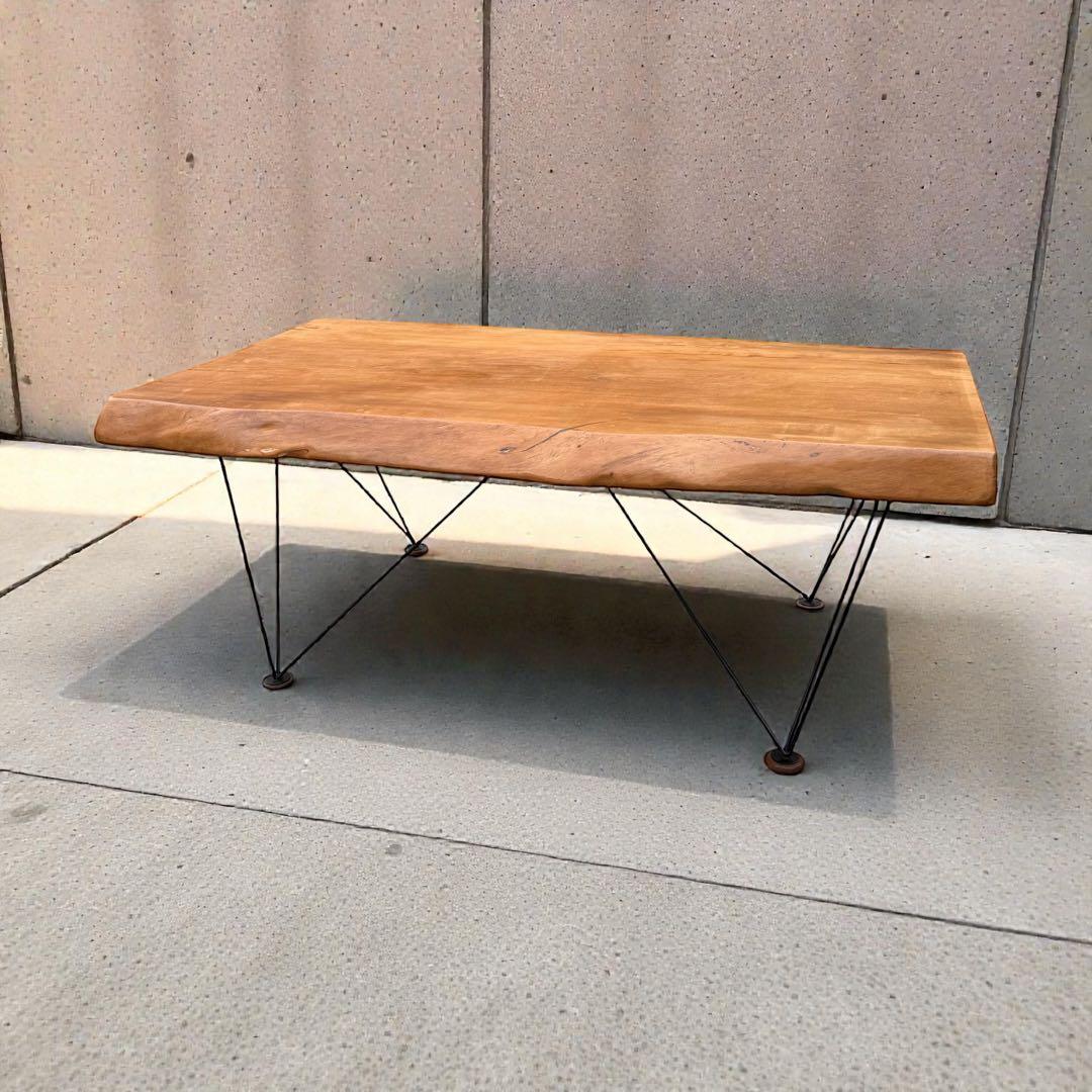 ろこん　一枚板 無垢材 アイアン　センターテーブル 座卓　幅125cm