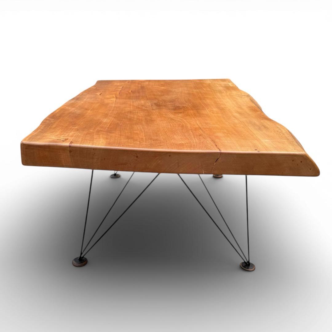 ろこん　一枚板 無垢材 アイアン　センターテーブル 座卓　幅125cm