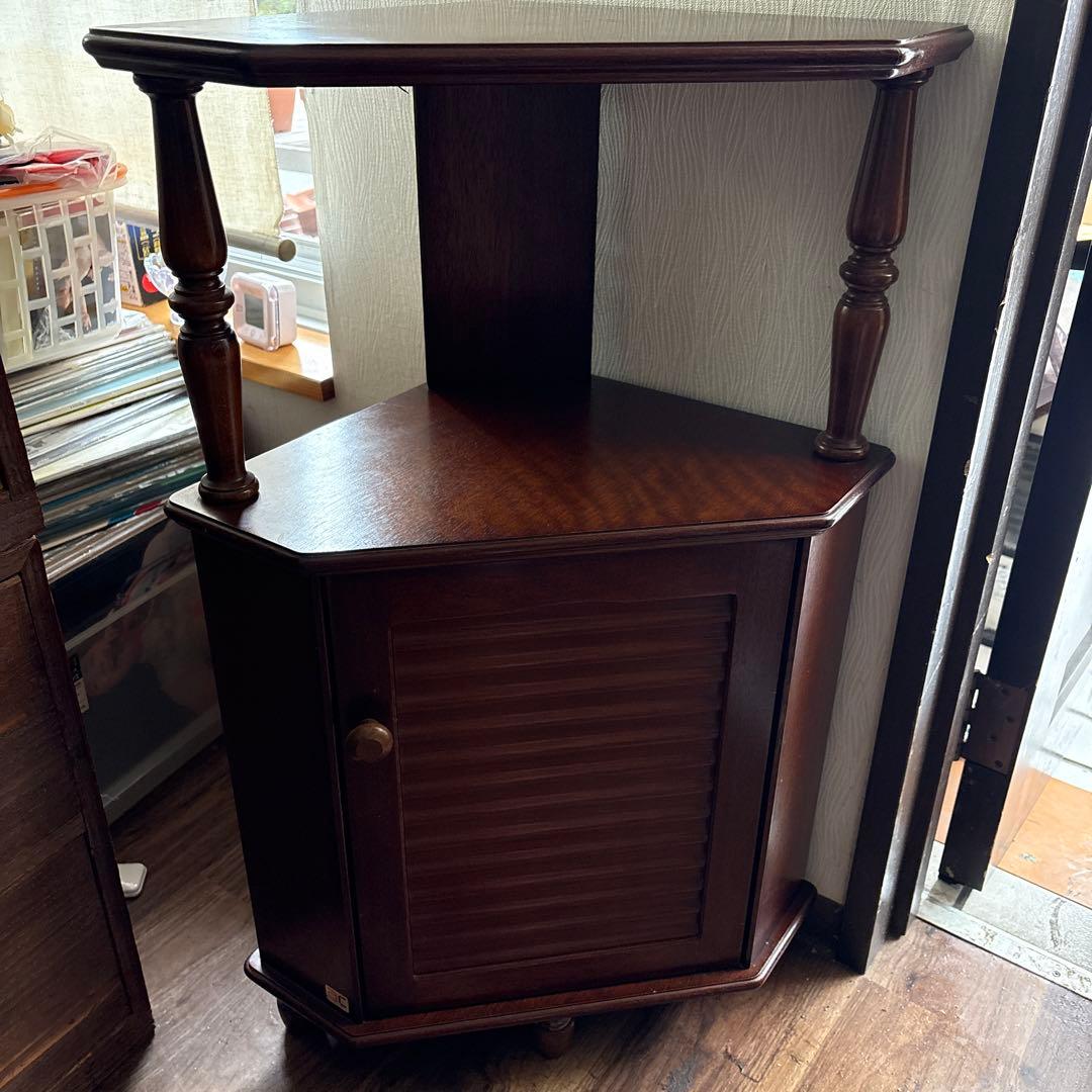 三角コーナー棚 ラック 飾り棚 収納 木製 ビンテージ レトロ