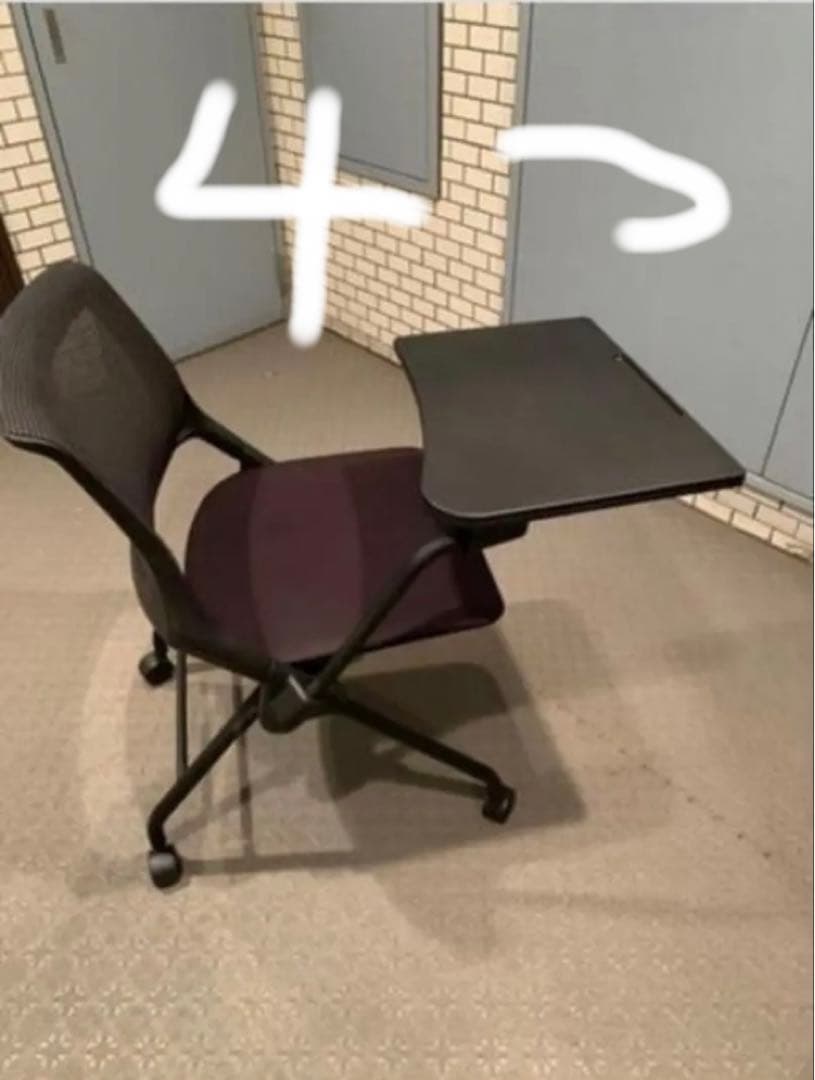 【4つセット】UCHIDA 内田洋行ミーティングチェア メッシュ テーブル付