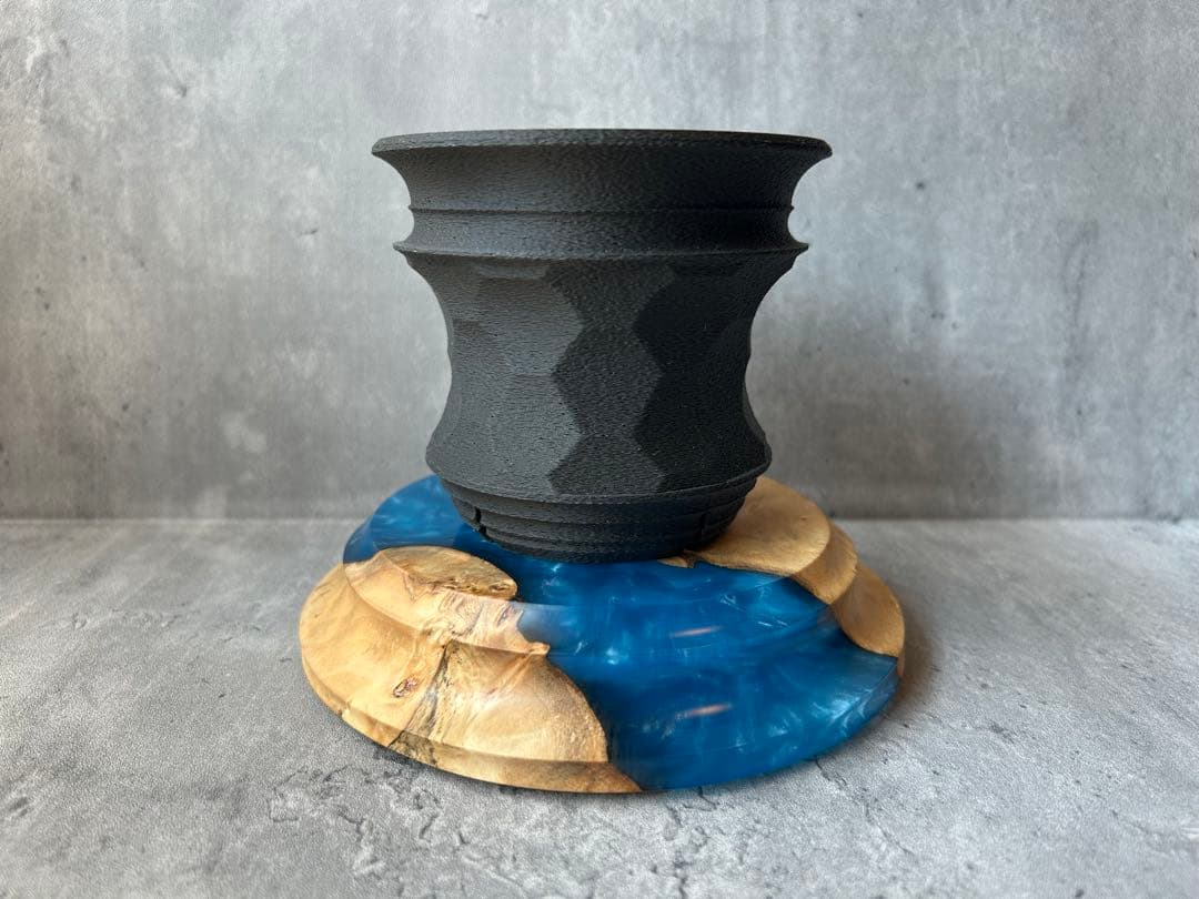 BASE WOOD DESIGN OD缶 ランタン 台座 花台 ポプラ×レジン⑦