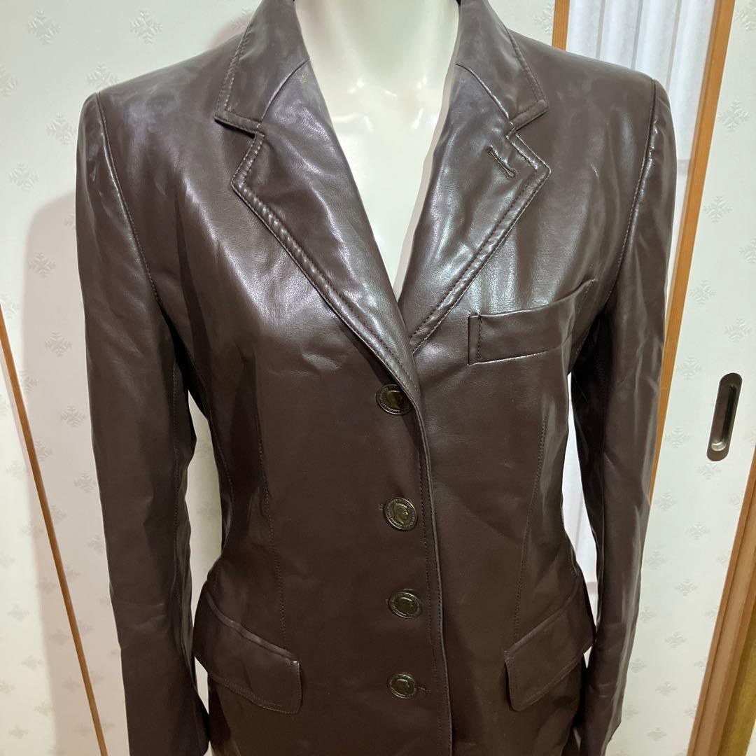 MOSCHINO COUTURE ダークブラウン レザー ジャケット　モスキーノ