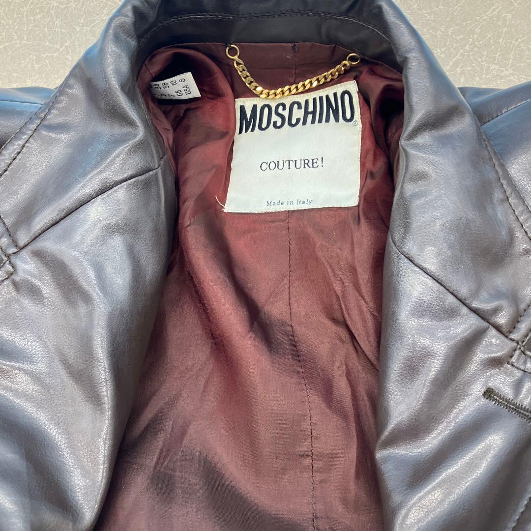 MOSCHINO COUTURE ダークブラウン レザー ジャケット　モスキーノ