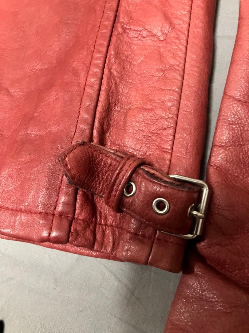 希少 Schottクラシックレーサージャケット レッド XS ラムレザー 羊革