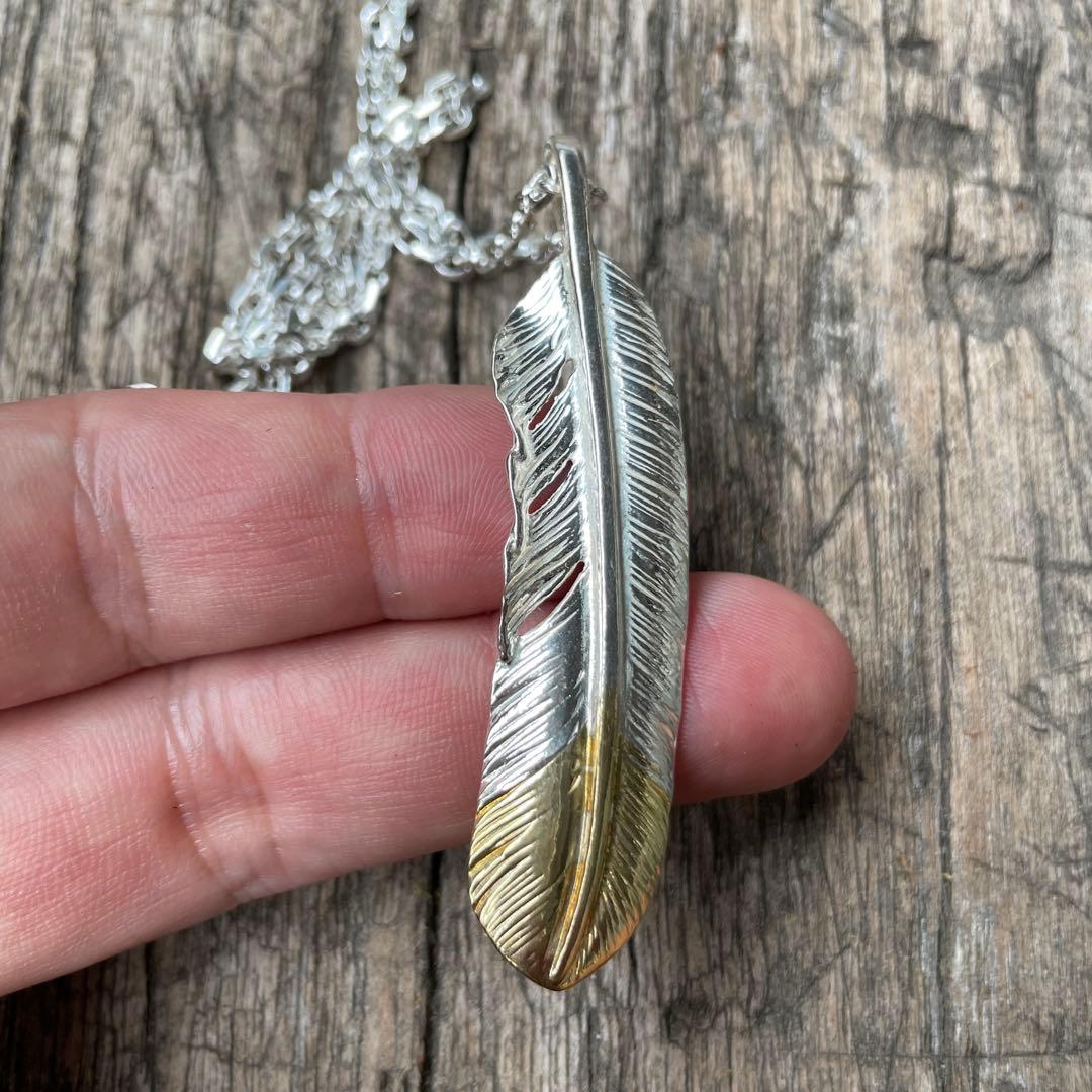 先金 右 フェザー ネックレス ハンドメイド ノーブランド アメカジ