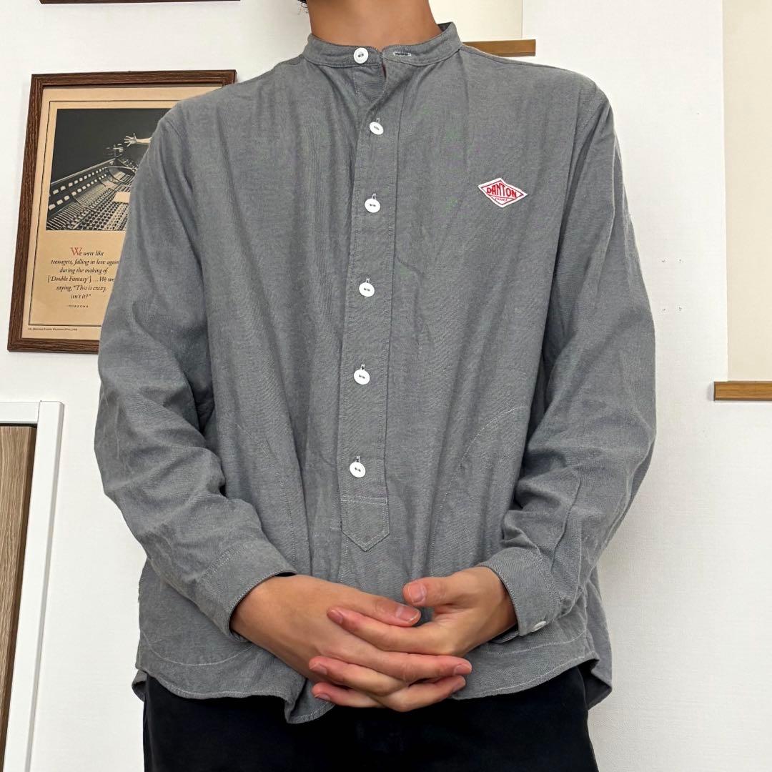 美品　DANTON ダントン　バンドカラーシャツ　長袖シャツ　日本製　定番