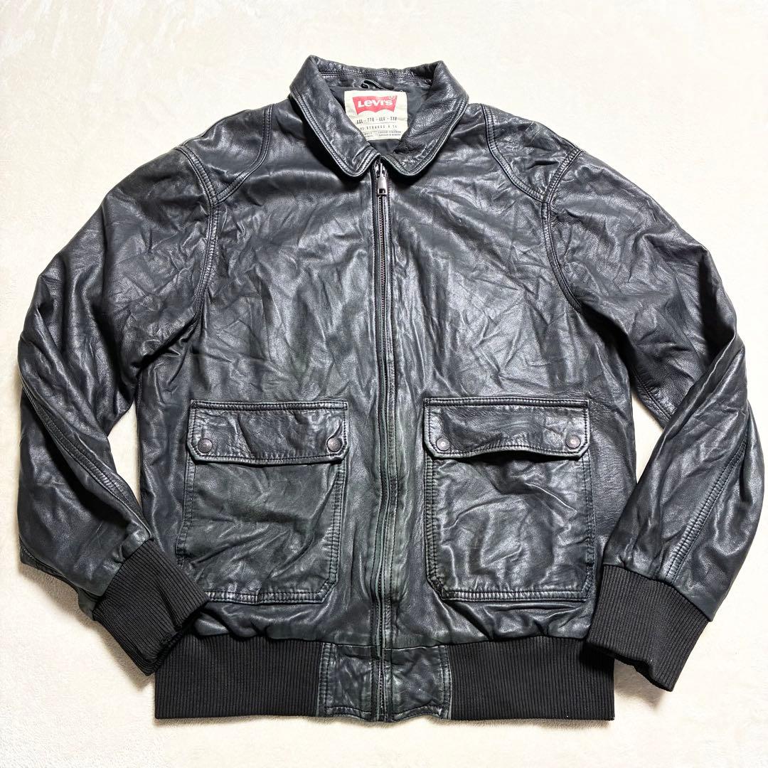 【状態良好】Levi's☆レザージャケット☆羊革☆ブラック☆XXLサイズ☆大きめ